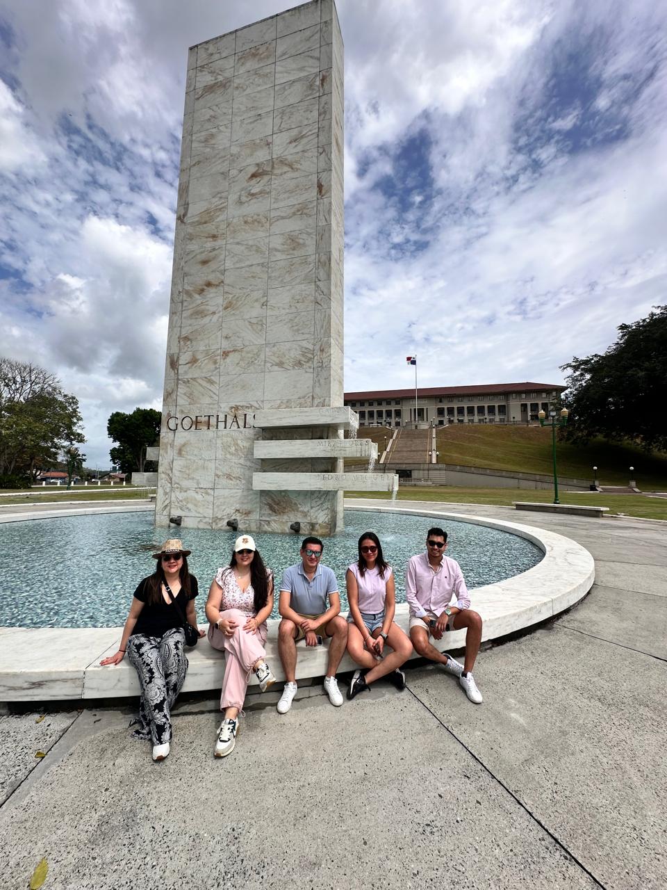 Travelers smiling on tour