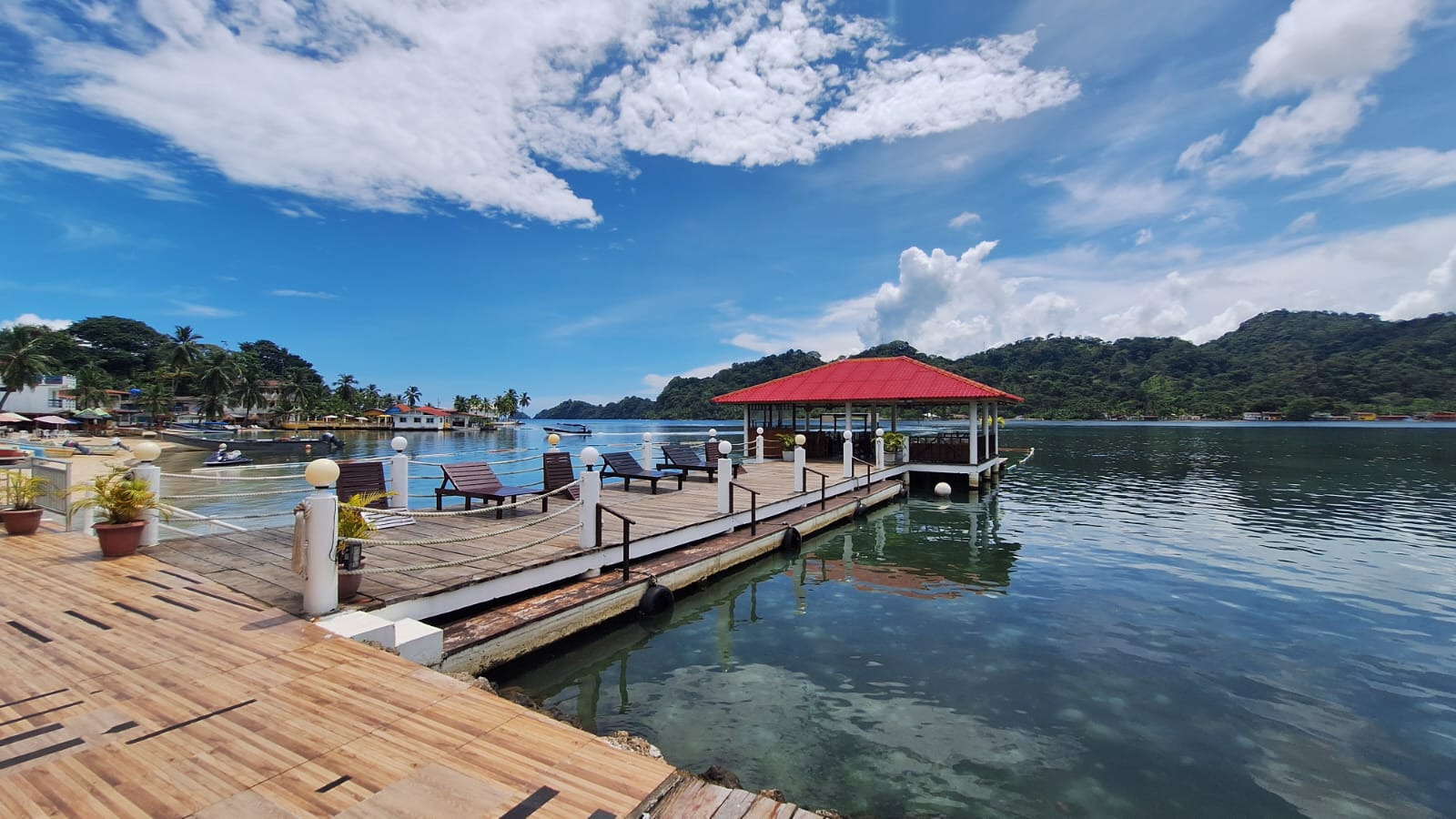 Caribbean water and palms at Isla Grande, Panama